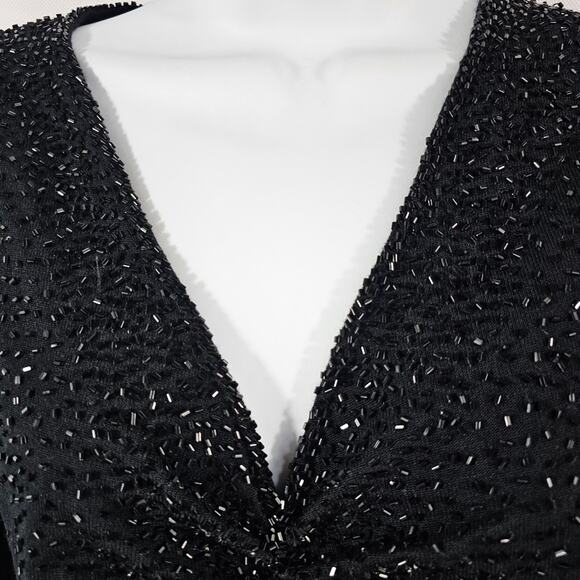 My Favorite Things Colleen Lopez Black Beaded 3/4 Sleeve V-neck Sweater XS - Picture 3 of 10